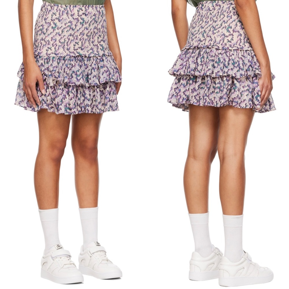 MARANT ÉTOILE Abstract-Print Ruffled Miniskirt Size EU 36 - Picture 5 of 14